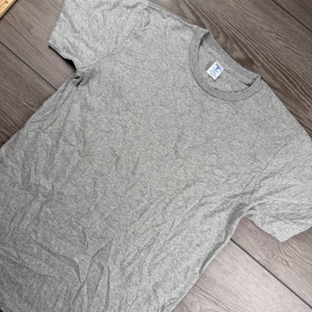 Velva Sheen Mens T-Shirt Lettered Sportswear Cotton Blend Gray Medium